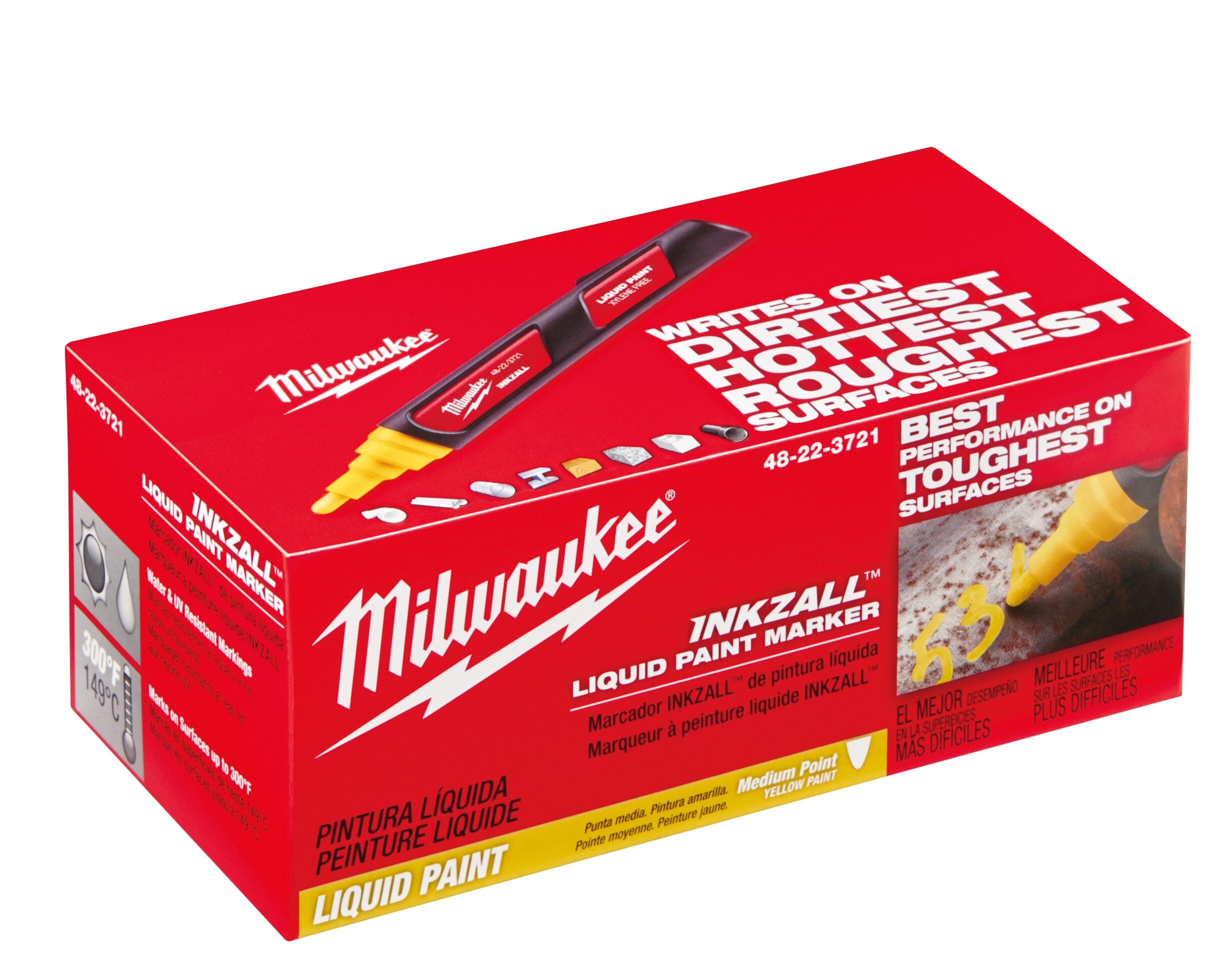 Milwaukee® 48-22-3721 Liquid Paint Marker, Acrylic Nib/Plastic, Red/Yellow
